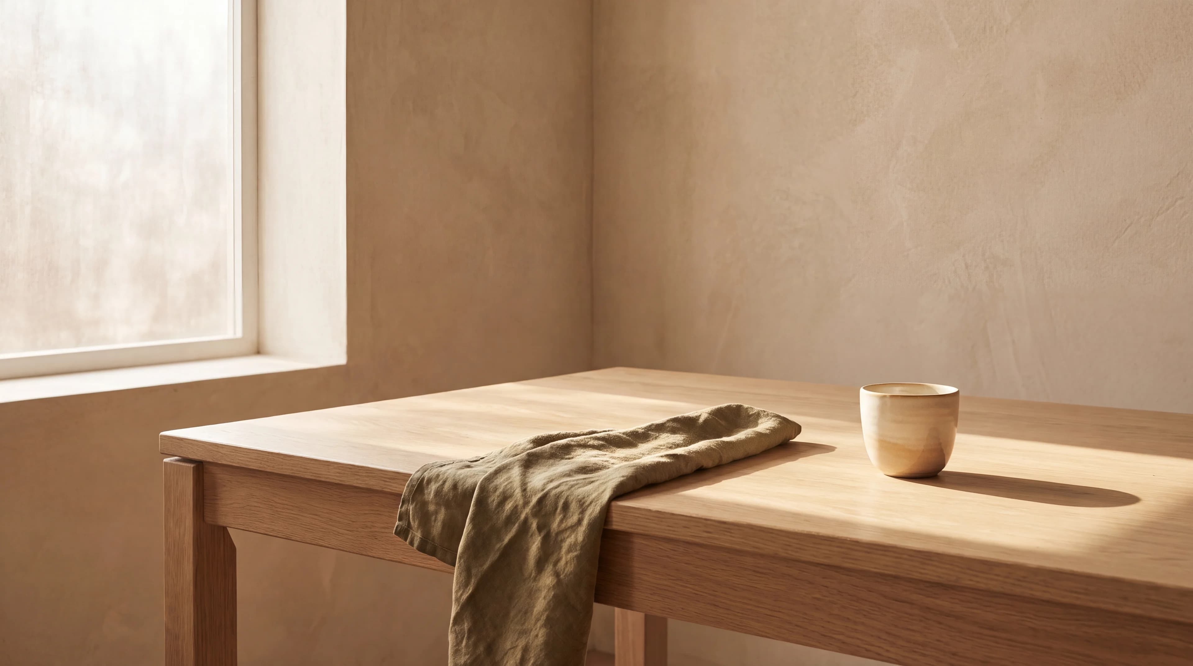 Warm morning light across a kitchen table